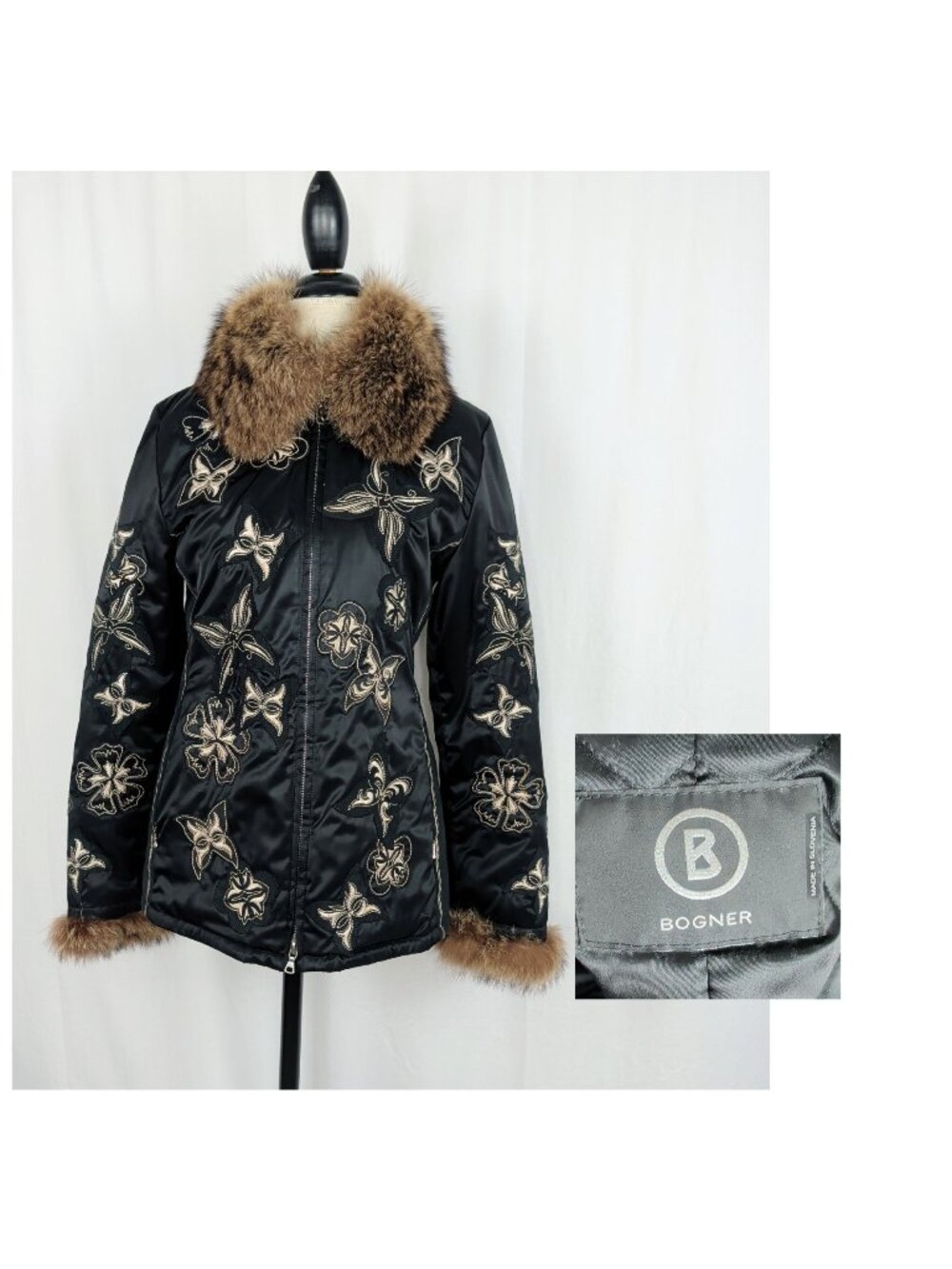 Vintage Bogner Goan Thylmann Ski Jacket Small Black Embroidered